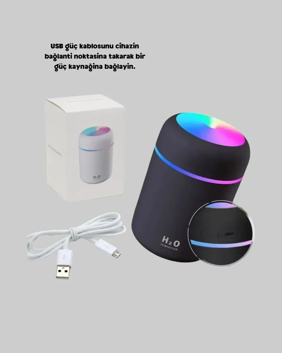 USB Bağlantılı LED Işıklı Hava Nemlendirici – Sessiz ve Kullanıcı Dostu Tasarım görsel 5