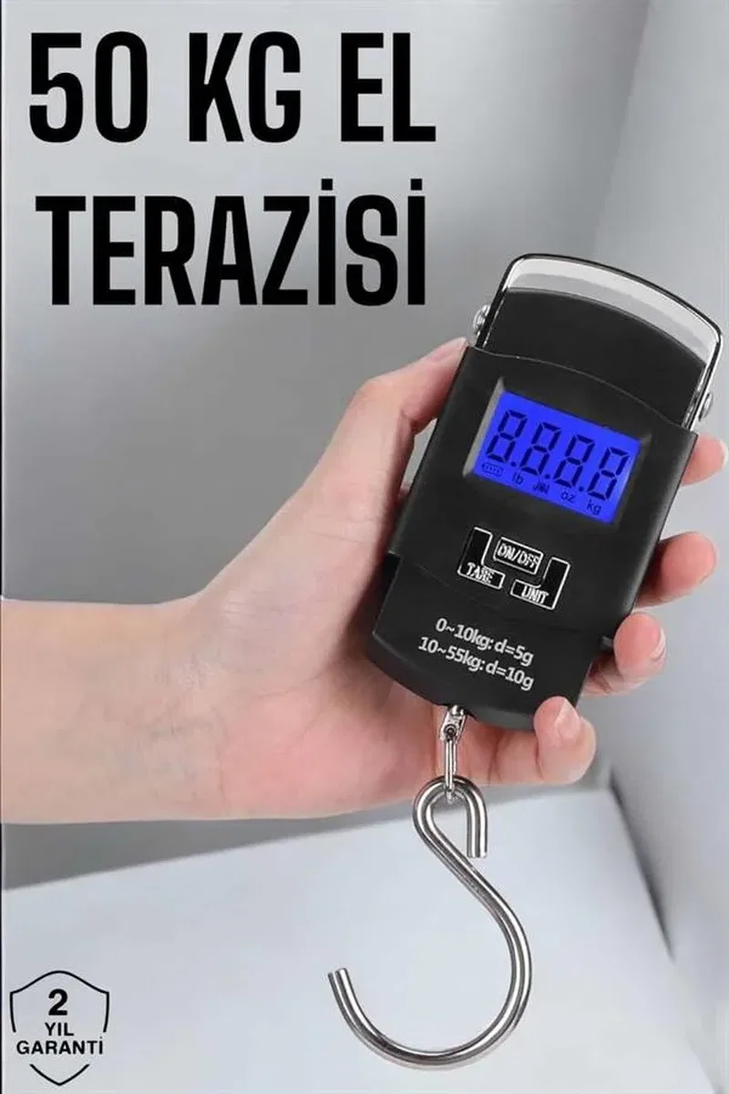 50 Kg El Kantarı Ağırlık Ölçer Dijital Ekranlı Kancalı Portatif görsel 2
