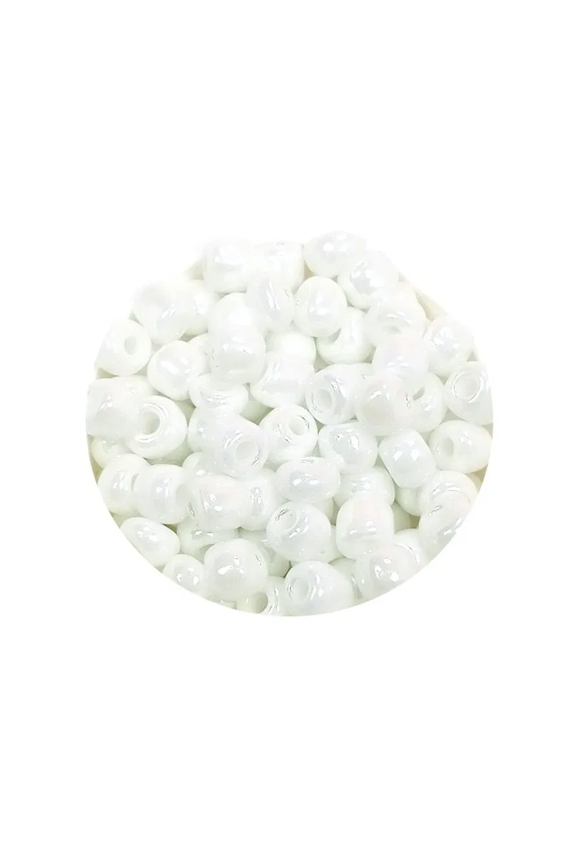 Dökme Cam Kum Boncuk Büyük Boy (6/0) 4 mm - 60 Gram - Kar Beyaz - BNC109 görsel 2