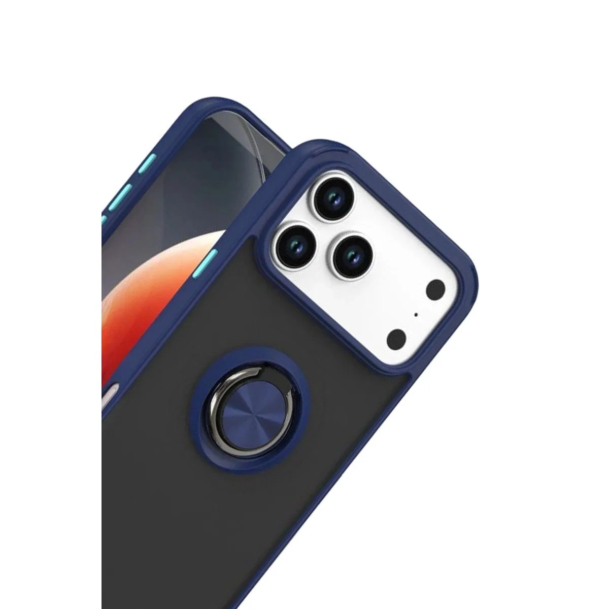 Apple İphone 17 Pro Montreal Yüzüklü Silikon Kapak - Lacivert görsel 2
