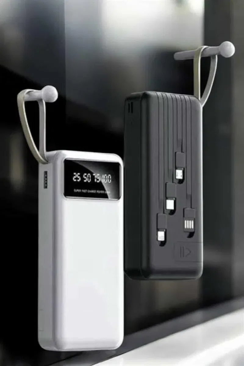 20. 000 Mah Led Işıklı LCD Ekran USB Girişli Type-C Lightning Powerbank Yeni Nesil görsel 4