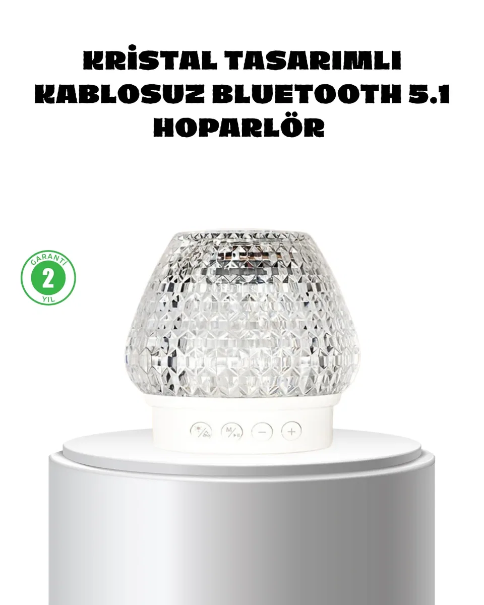 Kristal Desenli LED Işıklı Bluetooth Hoparlör 5W 1200 mAh Taşınabilir