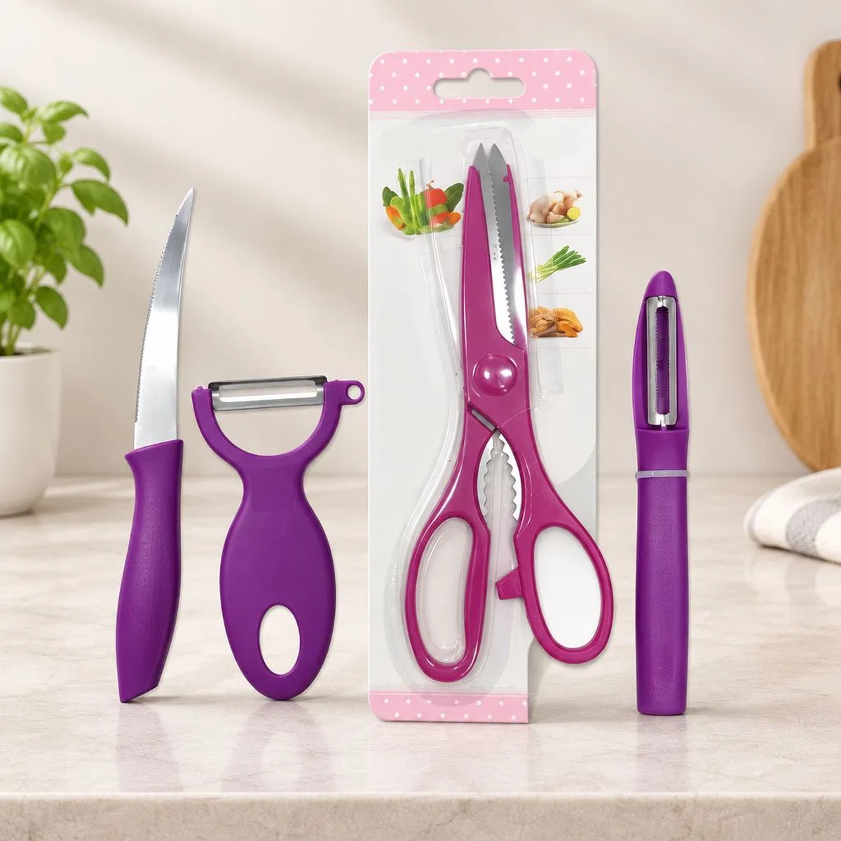 4 Parça Soyacaklı Mutfak Makaslı Set