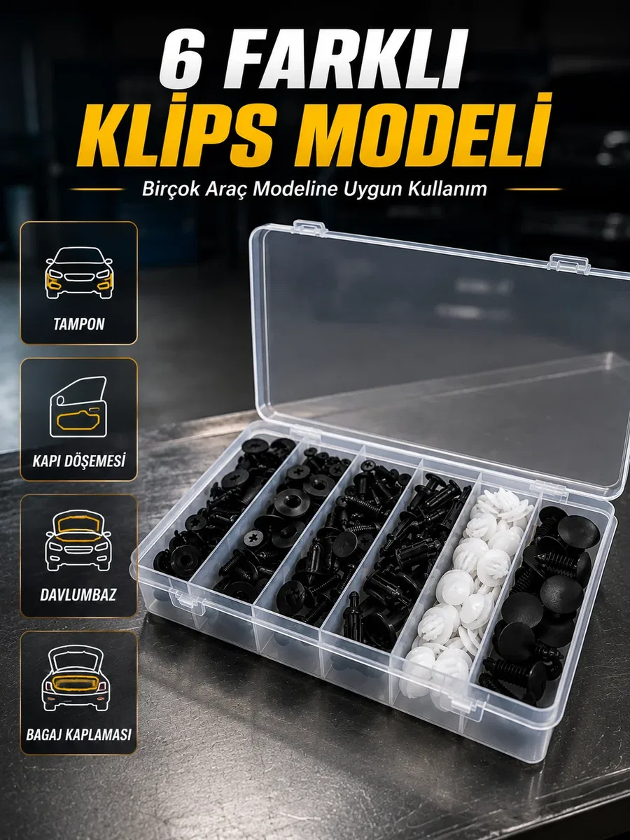 Otomotiv Plastik Klips Seti | Kaporta, Çamurluk, Davlumbaz ve İç Trim Klipsleri