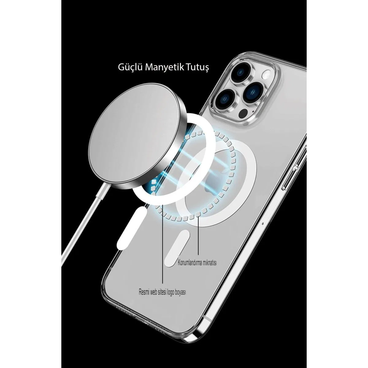 Apple İphone 14 Pro Max Kılıf Tron Şeffaf Magsafe Kapak - Mavi görsel 8