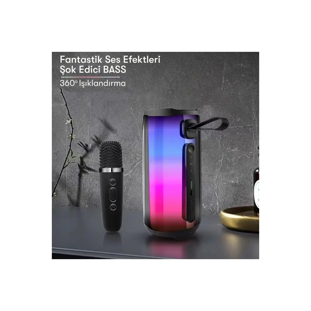Pluse 5 Mikrofonlu Rgb Kablosuz Hoparlör - Beyaz görsel 3