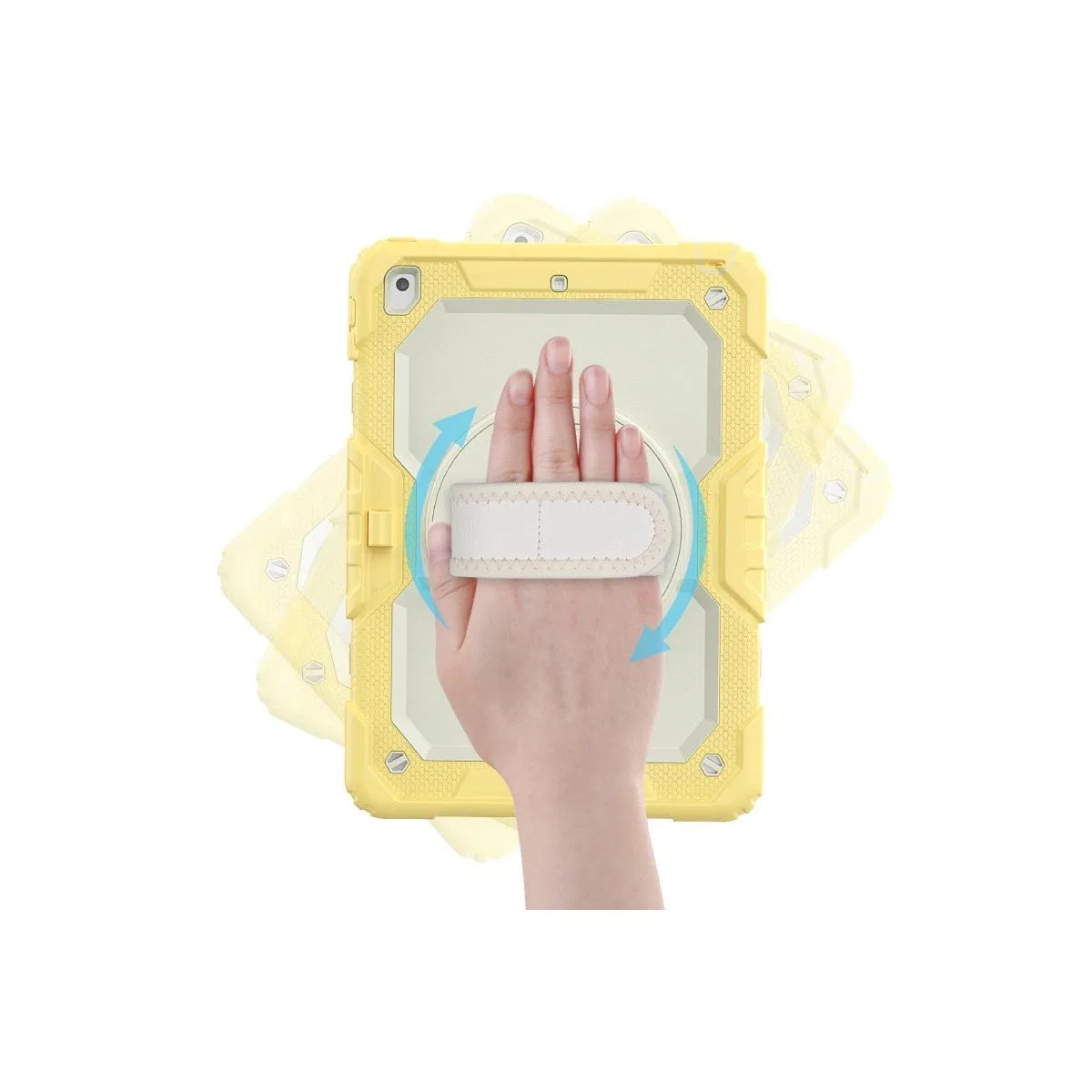 Apple İpad 10. 2 (7. nesil) Kılıf Strap New Tablet Kapak - Sarı görsel 3