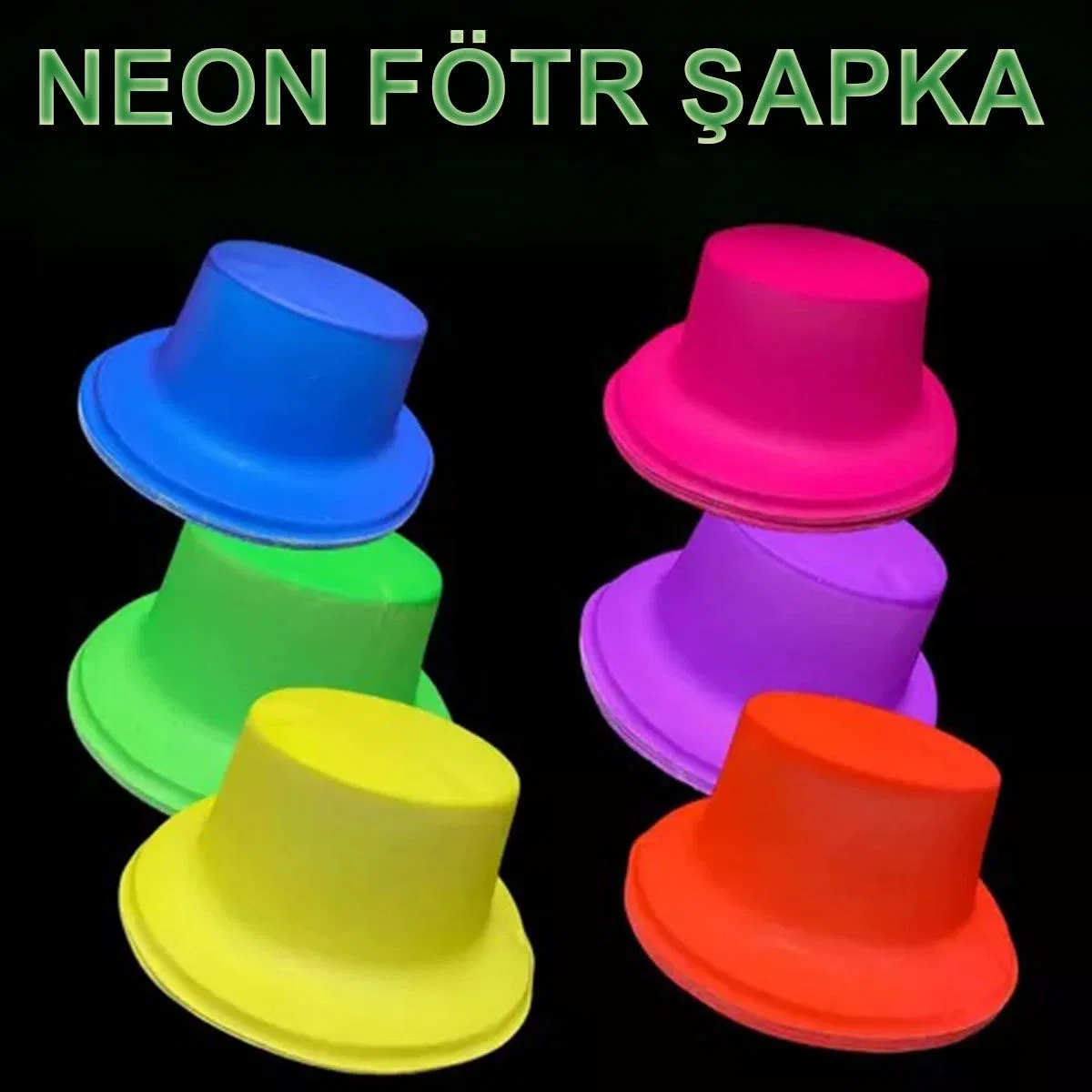 Neon Partisi Turuncu Renk Plastik Fötr Şapka görsel 2