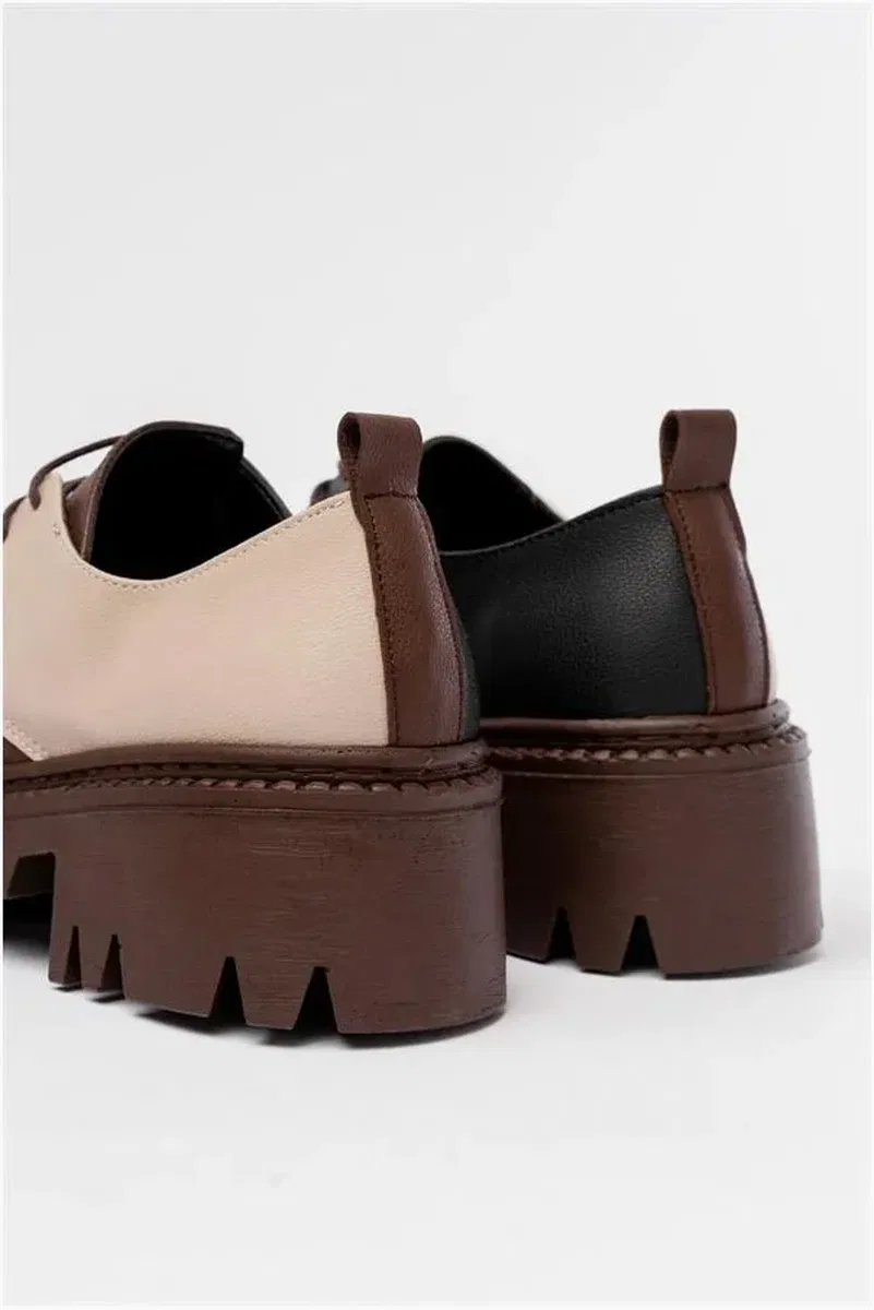 Kadın Loafer Garni Ayakkabı Ayakkabı Bağcıklı Tabanlı Yüksek Casual Günlük görsel 5