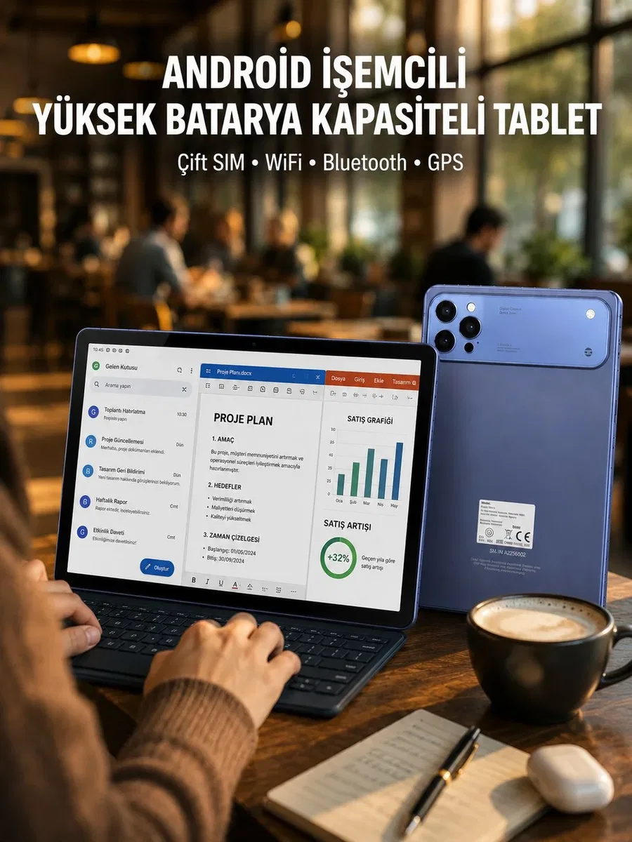 10. 1 İnç Geniş Ekran Android Tablet 4G LTE Çift SIM Yeni Nesil