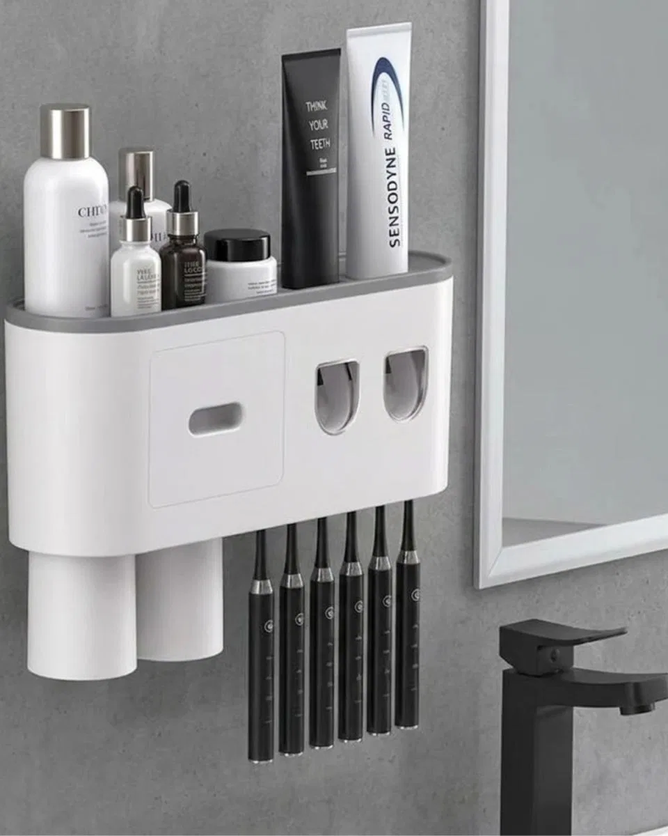 Çok Fonksiyonlu Diş Fırçası Tutucu Otomatik Dispenser Bardaklı Organizer