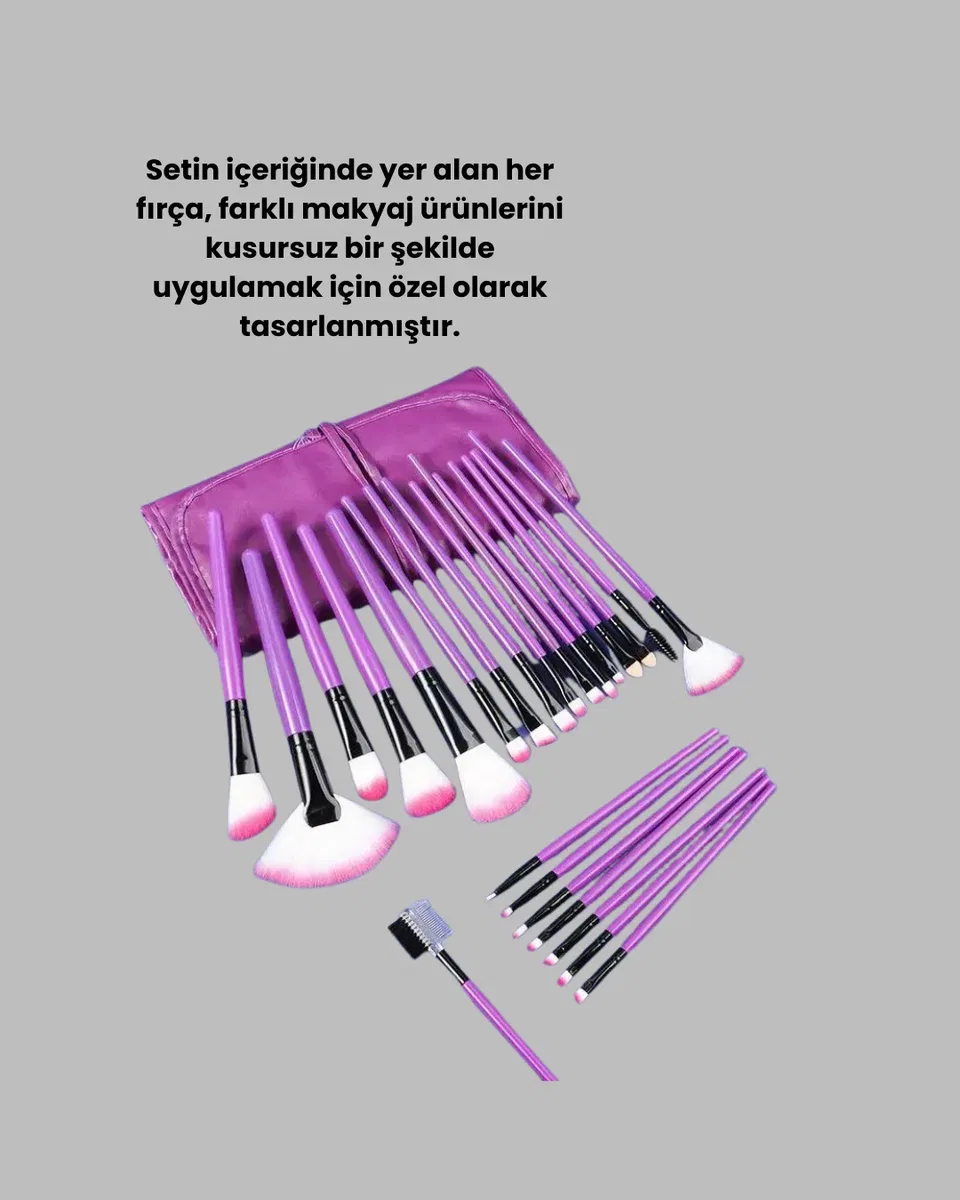 Doğal Görünüm Sağlayan Yumuşak Kıllı 12 Parça Makyaj Fırça Seti Günlük ve Profesyonel Kullanıma Uygun görsel 2