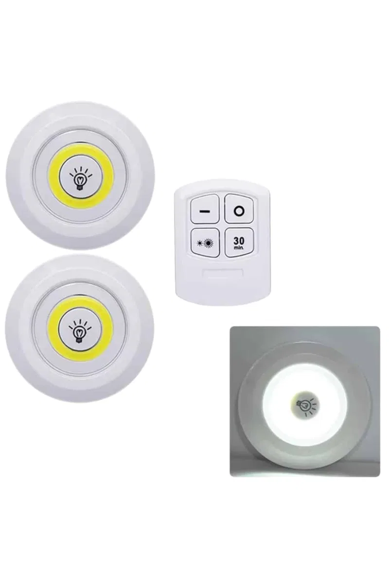 Led Lamba 3'lü Uzaktan Kumandalı Yapışkanlı görsel 5
