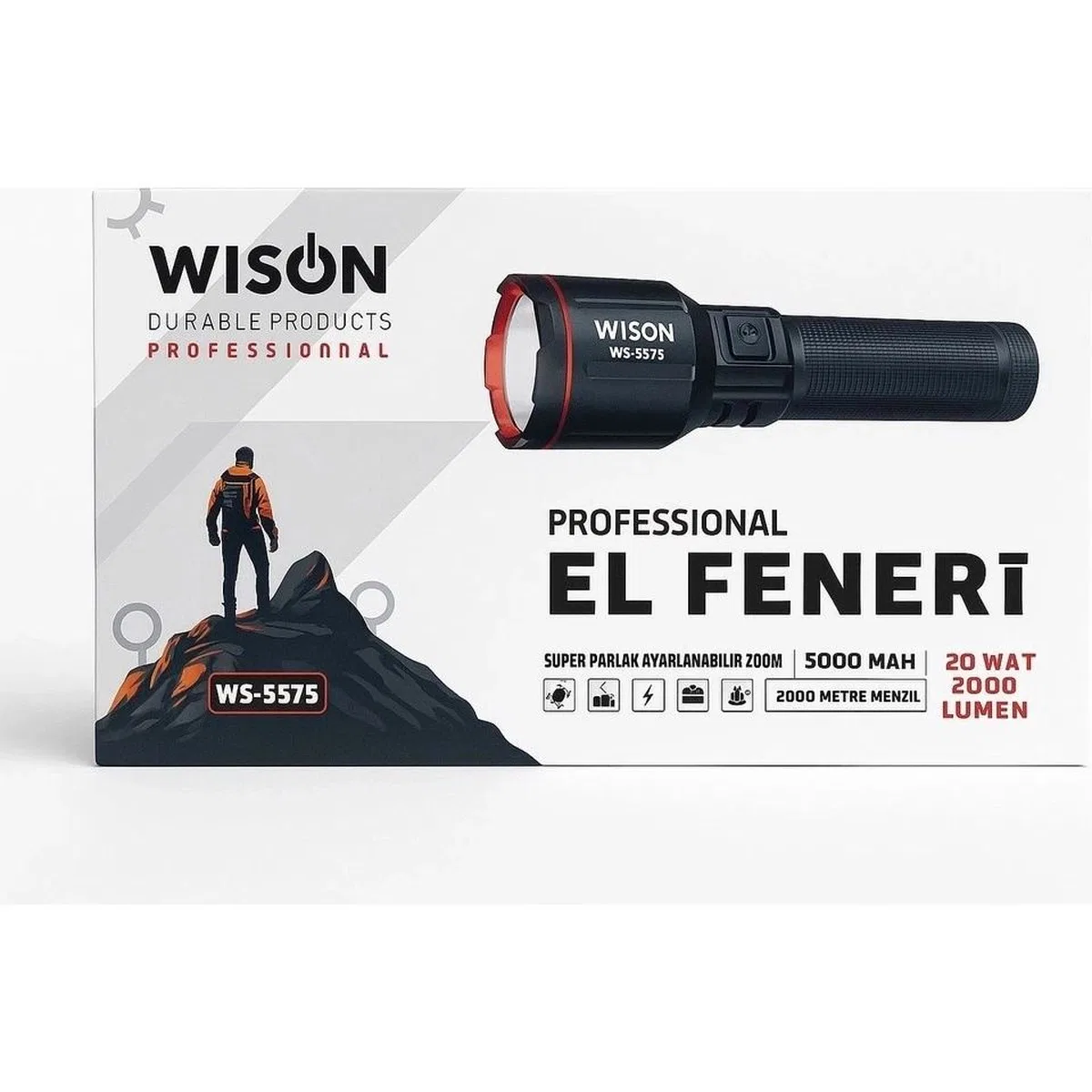 Wison Ws-5575 Profesyonel El Feneri İle Karanlığa Meydan Okuyun 20w Güç, 2000 Lümen Parlaklık Ve 2 Km Menzil Sunan Şarjlı Fener Uygun Fiyatla. com’da. görsel 2