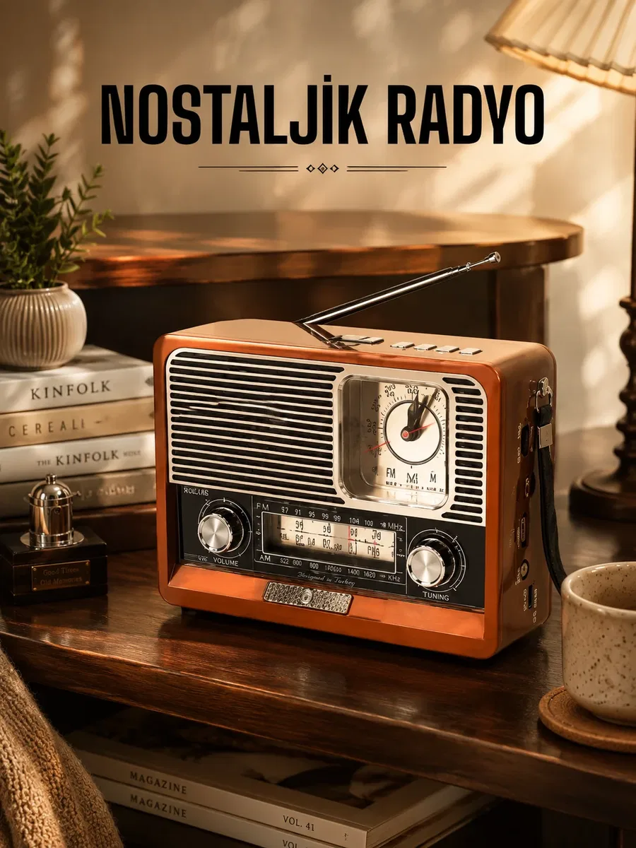 Ahşap Görünümlü Retro Bluetooth Radyo USB, AUX Ve SD Kart Girişli