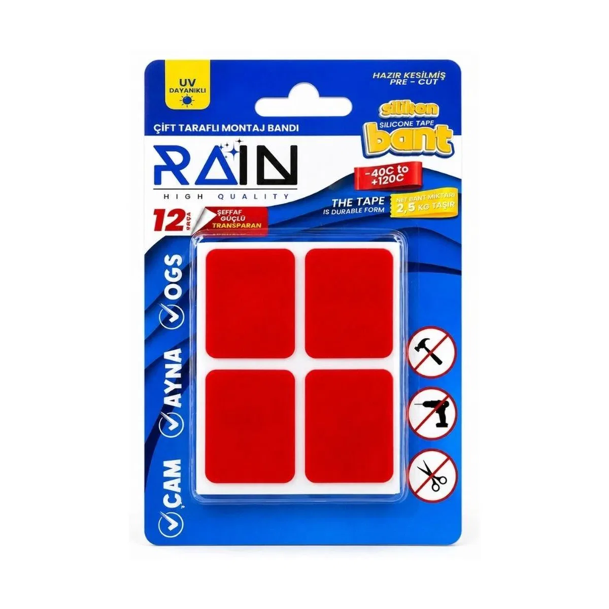 Rain Çift Taraflı Silikon Bant Hazır Kesilmiş