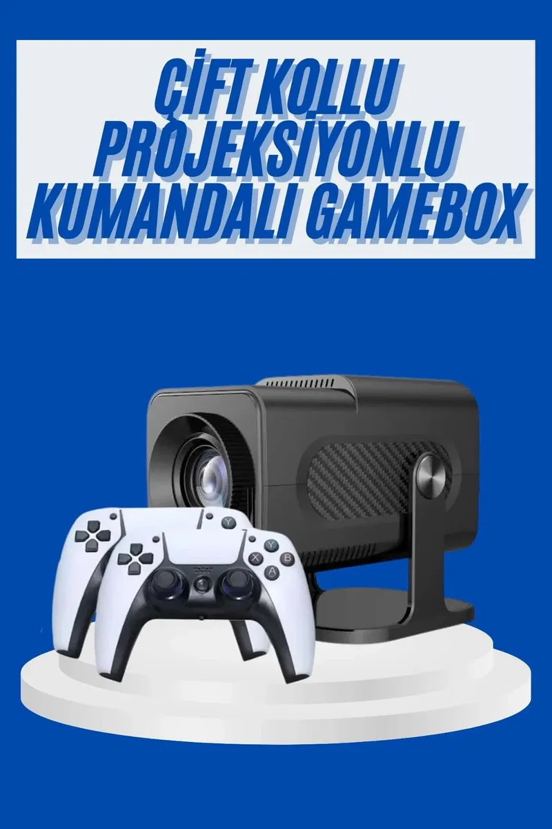 4K Android Smart Wi-fi Çift Kollu Projeksiyon Game Box Kumandalı Taşınabilir