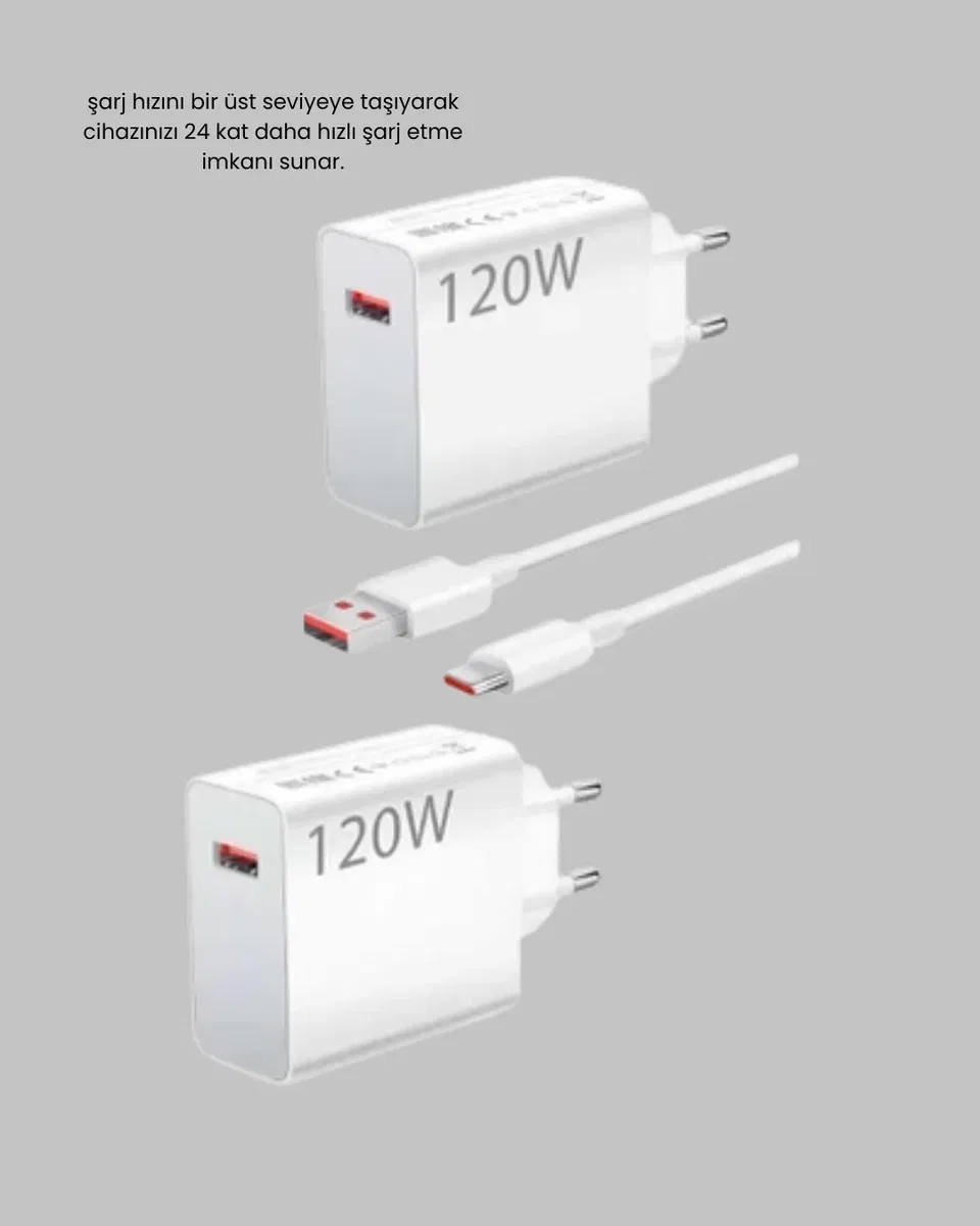 120W USB-C Şarj Adaptörü Süper Hızlı Şarj Güç Kaynağı Seti görsel 4