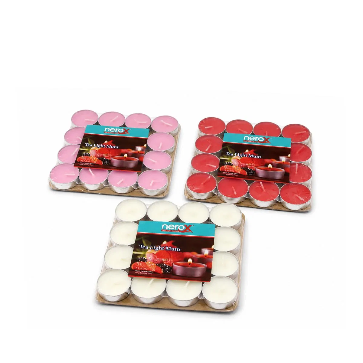 Renkli Yuvarlak Tea Light Mum 16'lı görsel 2