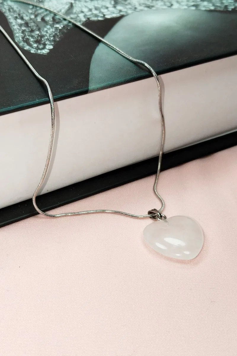 Pembe Kuvars Doğal Taşı Zincirli El Yapımı Kolye Uç: 2 cm Zincir: 20 cm Kutulu görsel 5