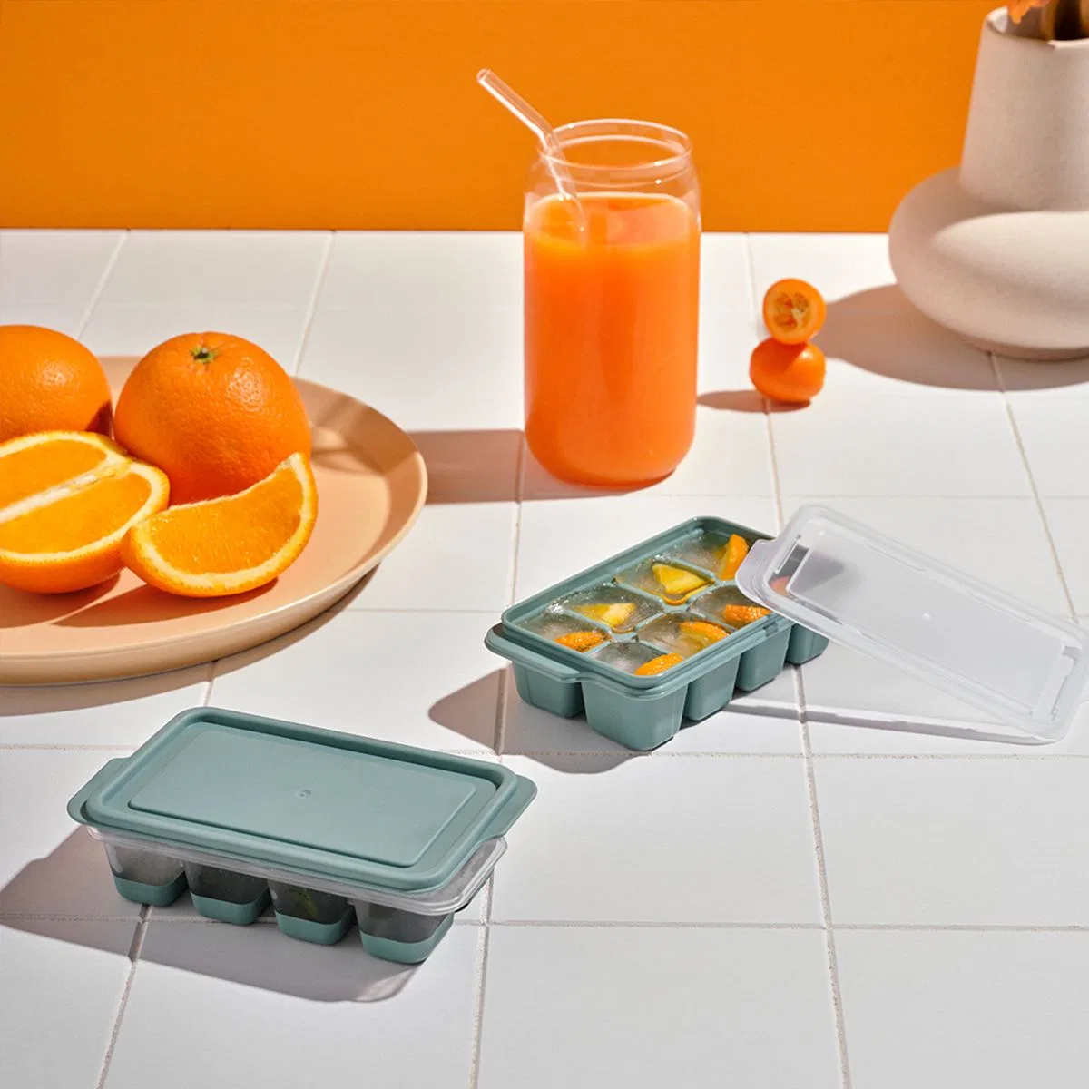 Mini Kapaklı Plastik Küp3'lü Buzluk (Silikon Taban) görsel 4