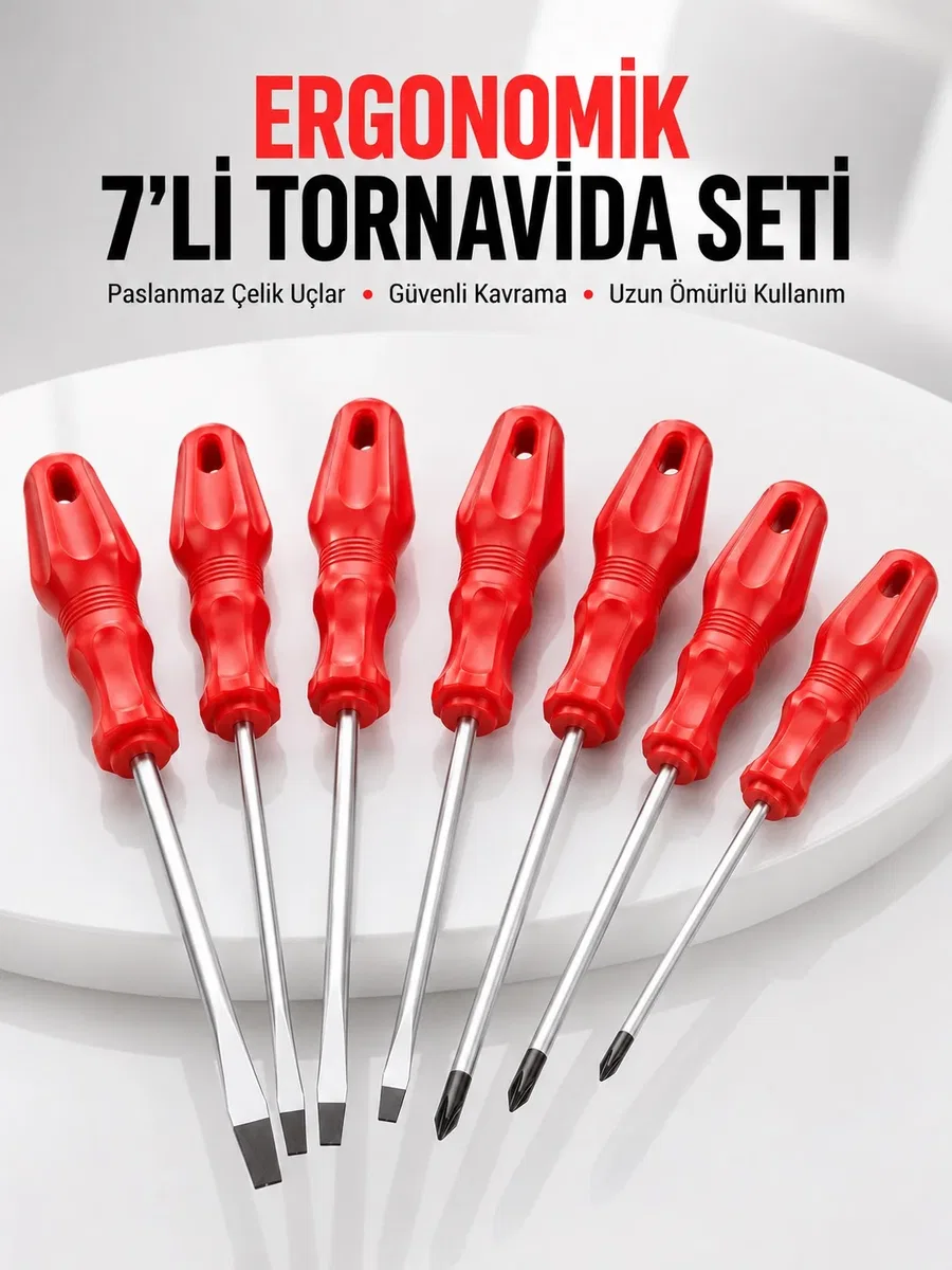 7li Tornavida Seti Düz ve Yıldız Uçlu Çok Amaçlı Kullanım