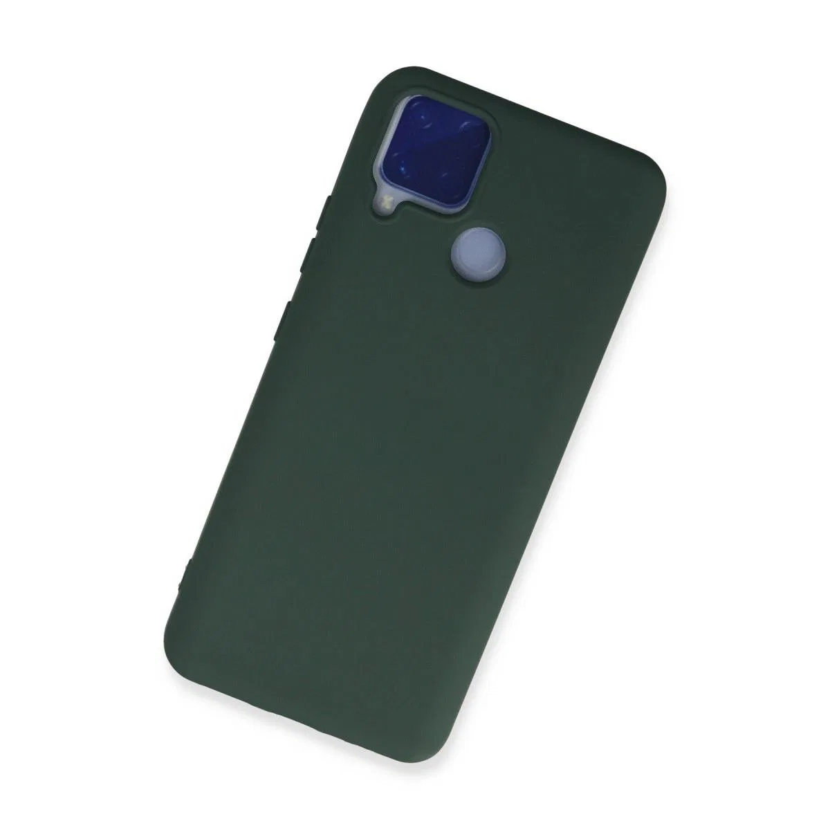Realme C15 Kılıf Nano İçi Kadife Silikon - Koyu Yeşil görsel 2