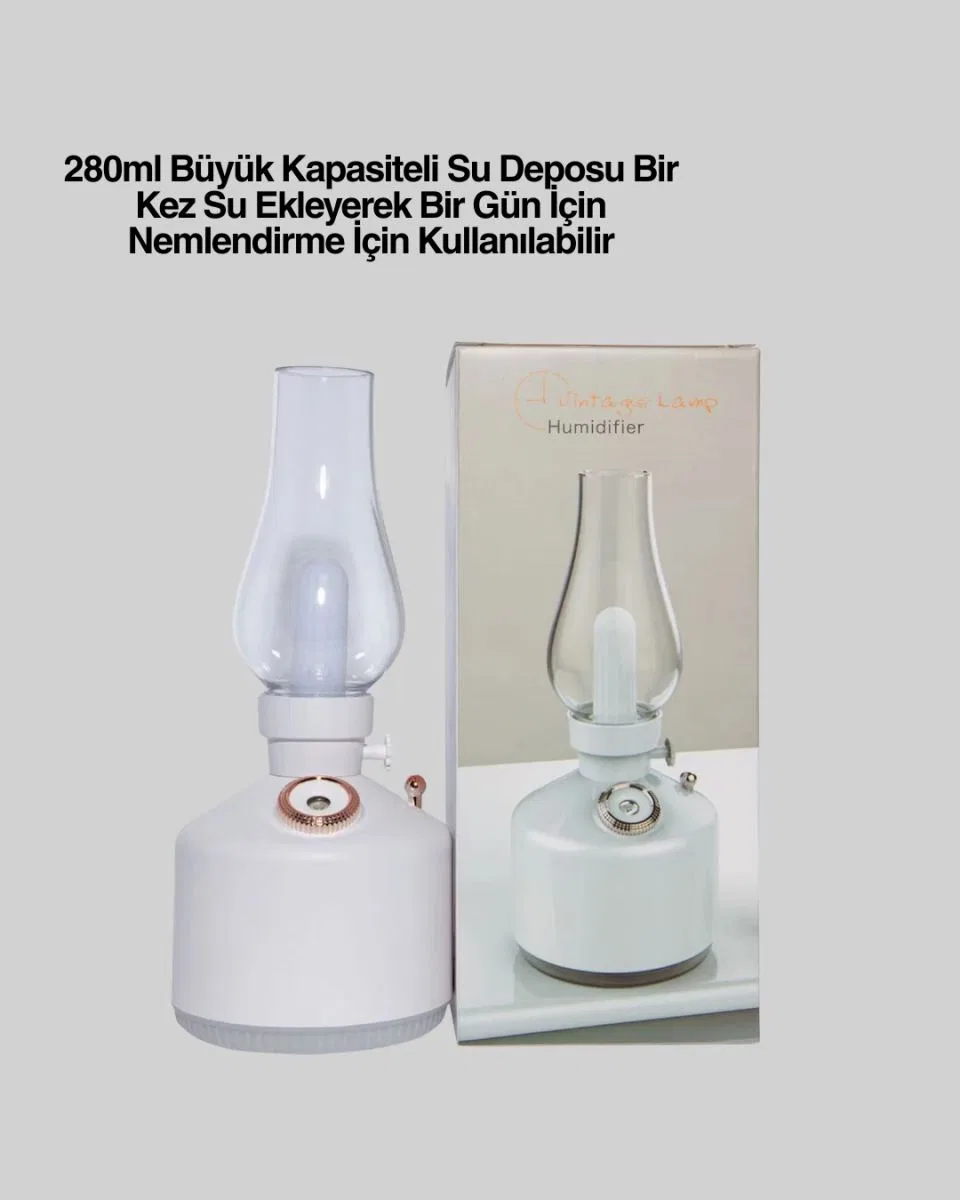 280 Ml Tanklı Retro Gaz Lambası Difüzör Usb Şarjlı Hava Nemlendirici görsel 2