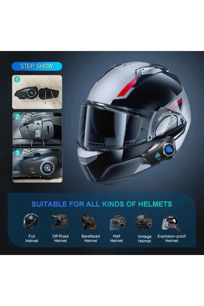 Q28 Motosiklet Kask Bluetooth Kulaklık 1080p Kamera Interkom Kulaklık Su Geçirmez Intercom görsel 5
