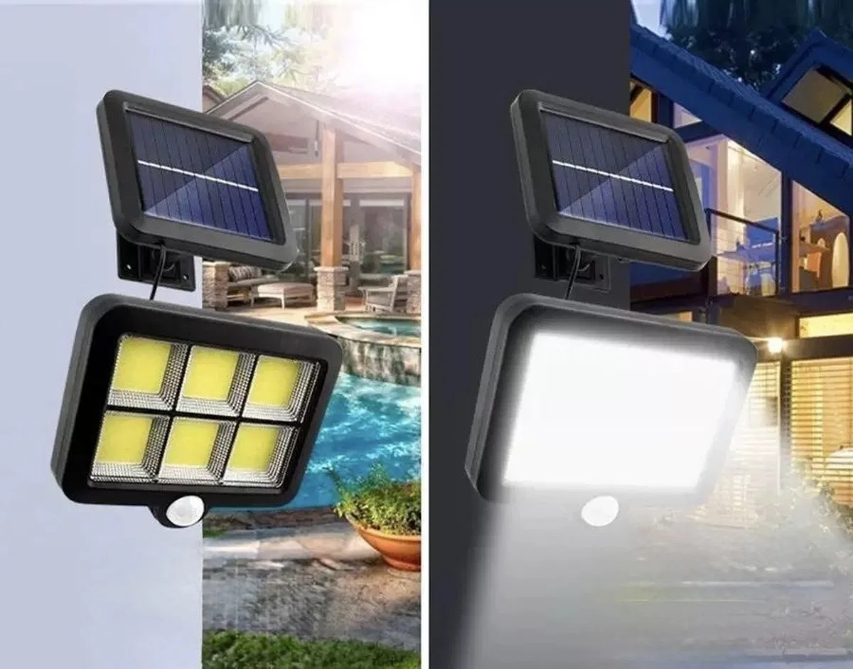 120 Cob Led Solar Panelli 3 Modlu Duvar Lambası Uzaktan Kumandalı Mz-302k görsel 2