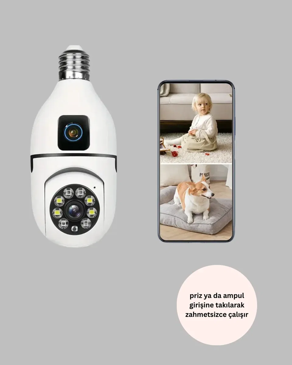 1080P WiFi Ampul Kamerası görsel 3