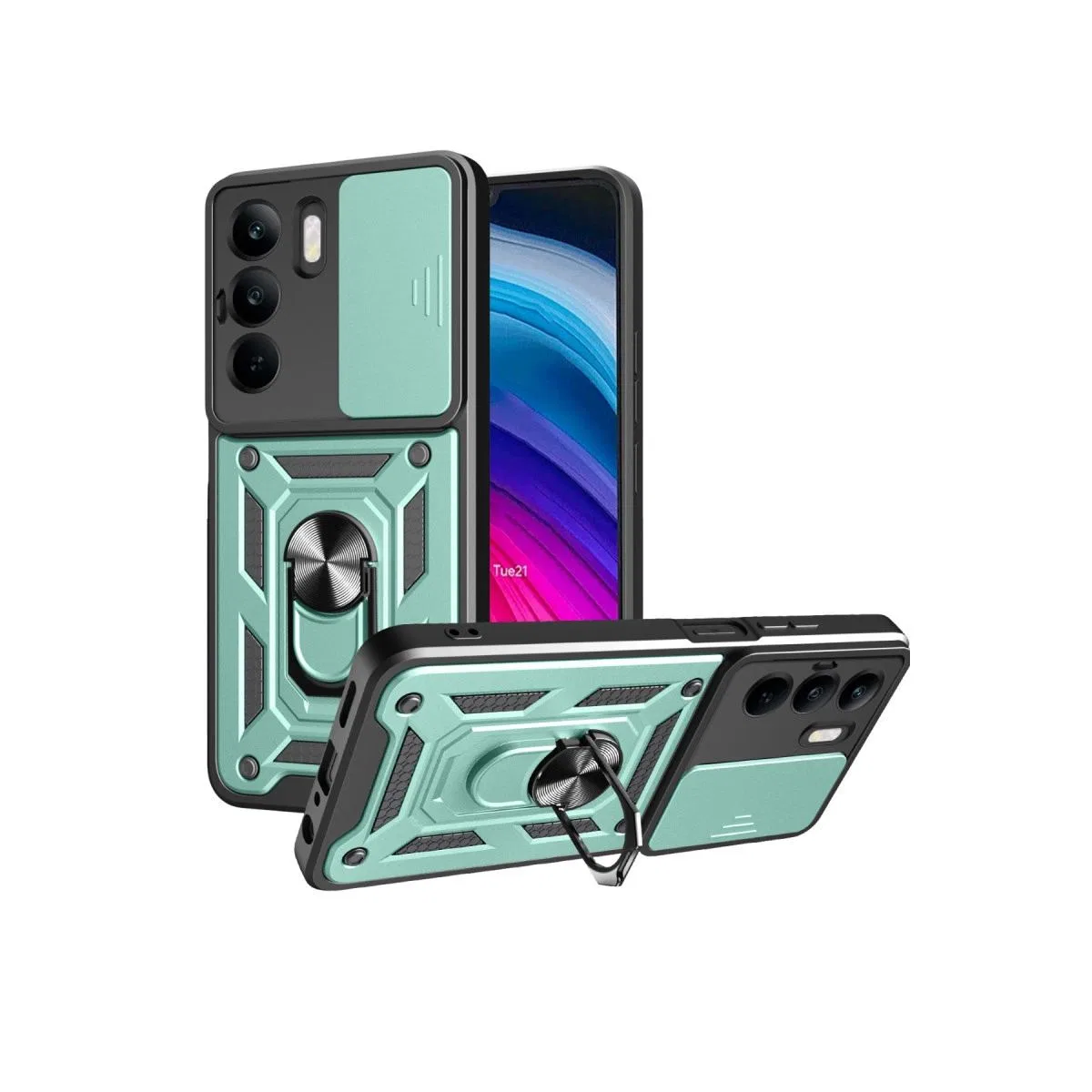 Realme C75 4g Kılıf Pars Lens Yüzüklü Silikon - Yeşil