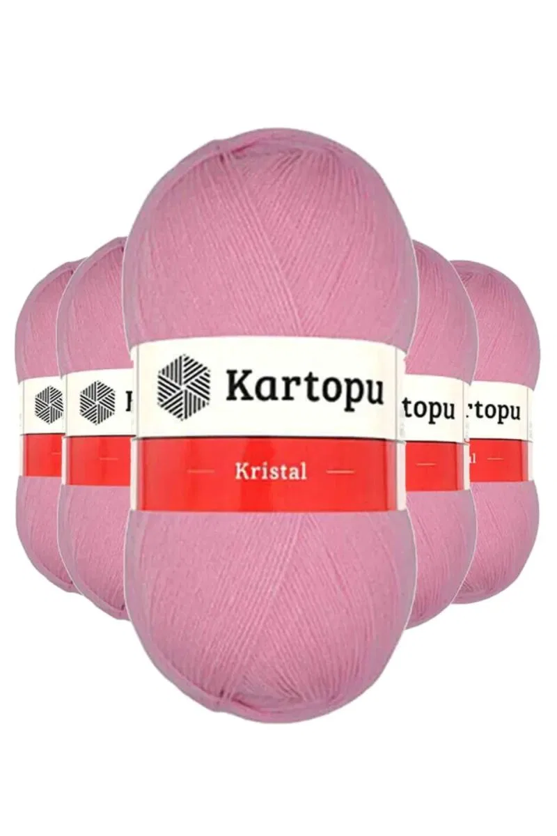 5 Adet Kristal Çift Katlı El Örgü Lif İpi Pembe K774 - kartopu mudanis