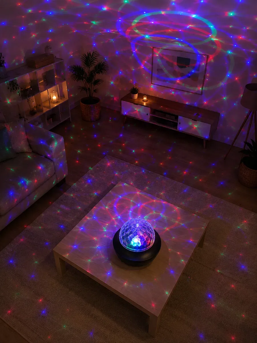 Bluetooth RGB Parti Işığı Hoparlörlü Disko Lambası MP3 USB ve Hafıza Kartı Destekli görsel 2