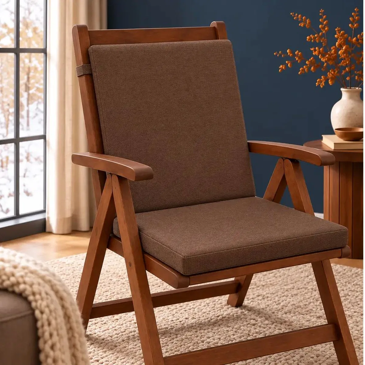 Tek Parça Sırtlıklı Sandalye Minderi · 80 × 40 × 4 cm · Kahverengi · 80 × 40 × 4 cm görsel 2