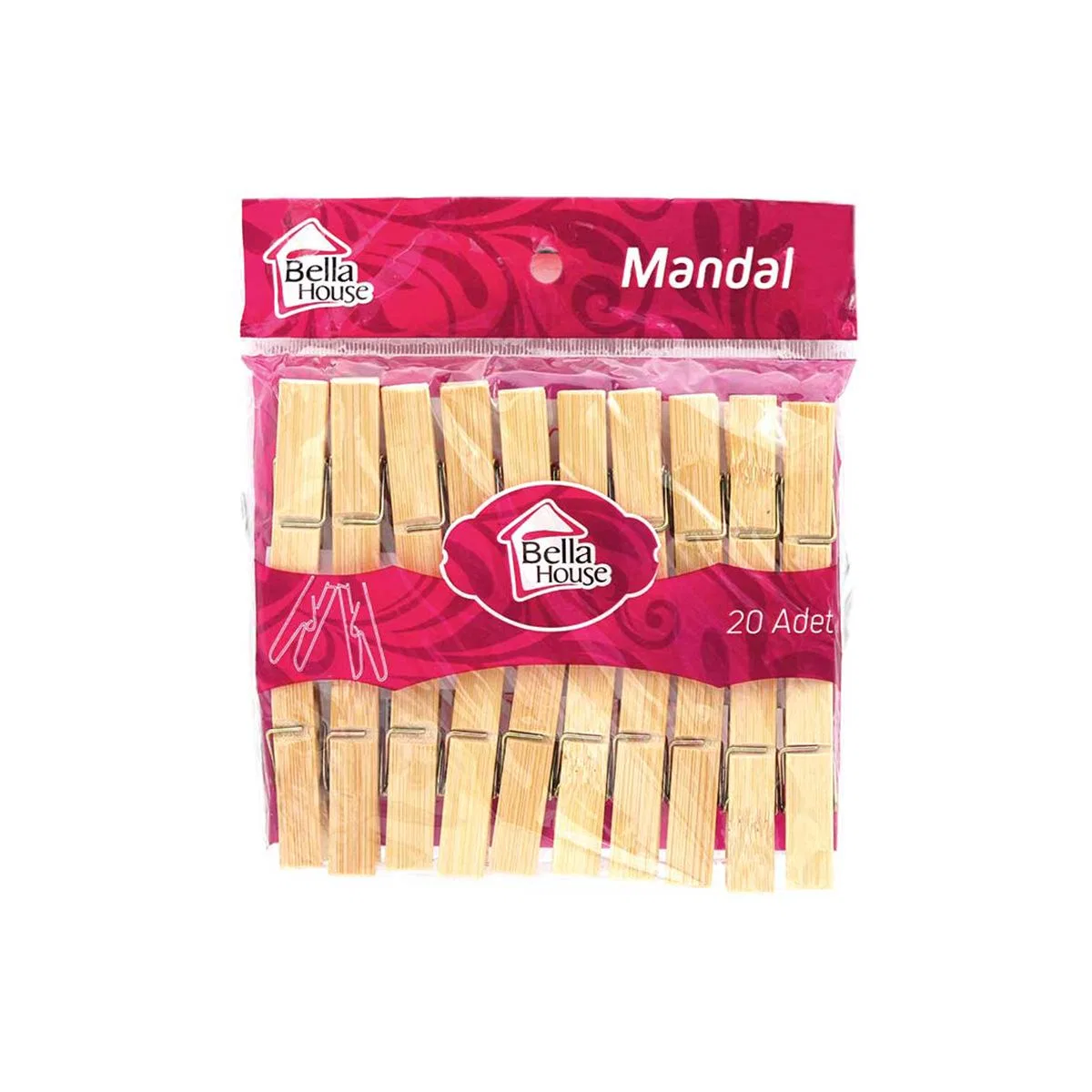 Ahşap Bambu Mandal - 20 Adet görsel 2