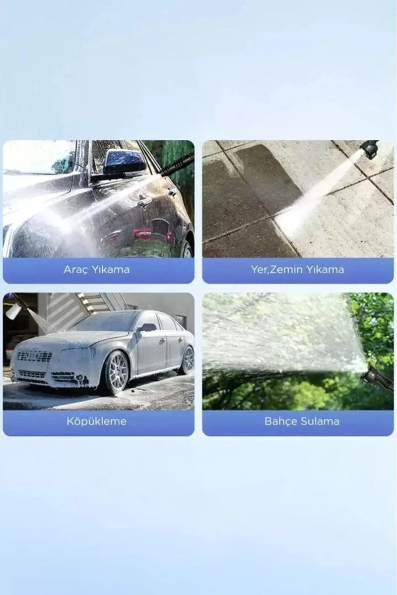 Akülü Şarjlı Yüksek Basınçlı Oto Araba Bahçe Yıkama, temizleme Su Sı görsel 4
