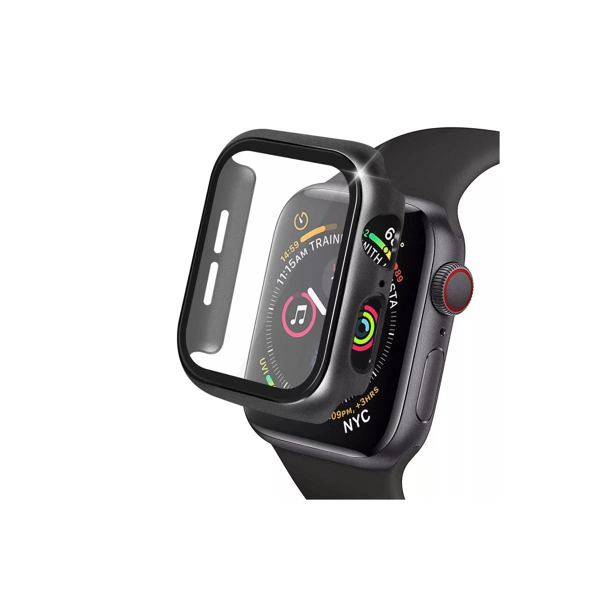 Apple Watch 41mm Camlı Kasa Ekran Koruyucu - Siyah