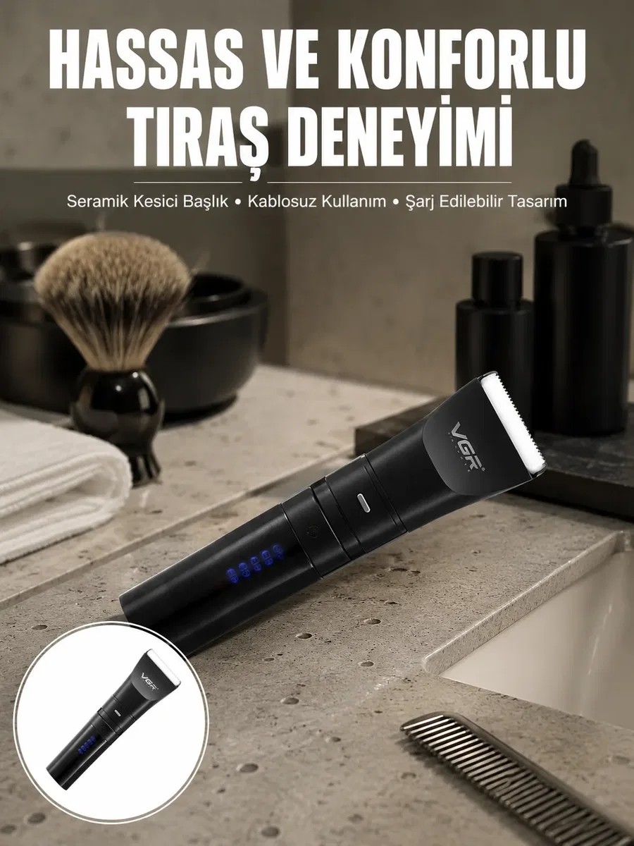 Suya Dayanıklı Tıraş Makinesi – Hassas Paslanmaz Çelik ve Titanyum Bıçak Yeni Nesil