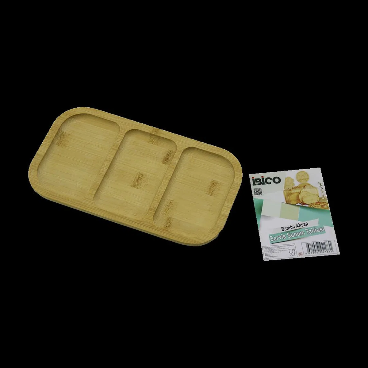 Bambu 3 Bölmeli Sunum Tepsisi 25x14 cm görsel 2