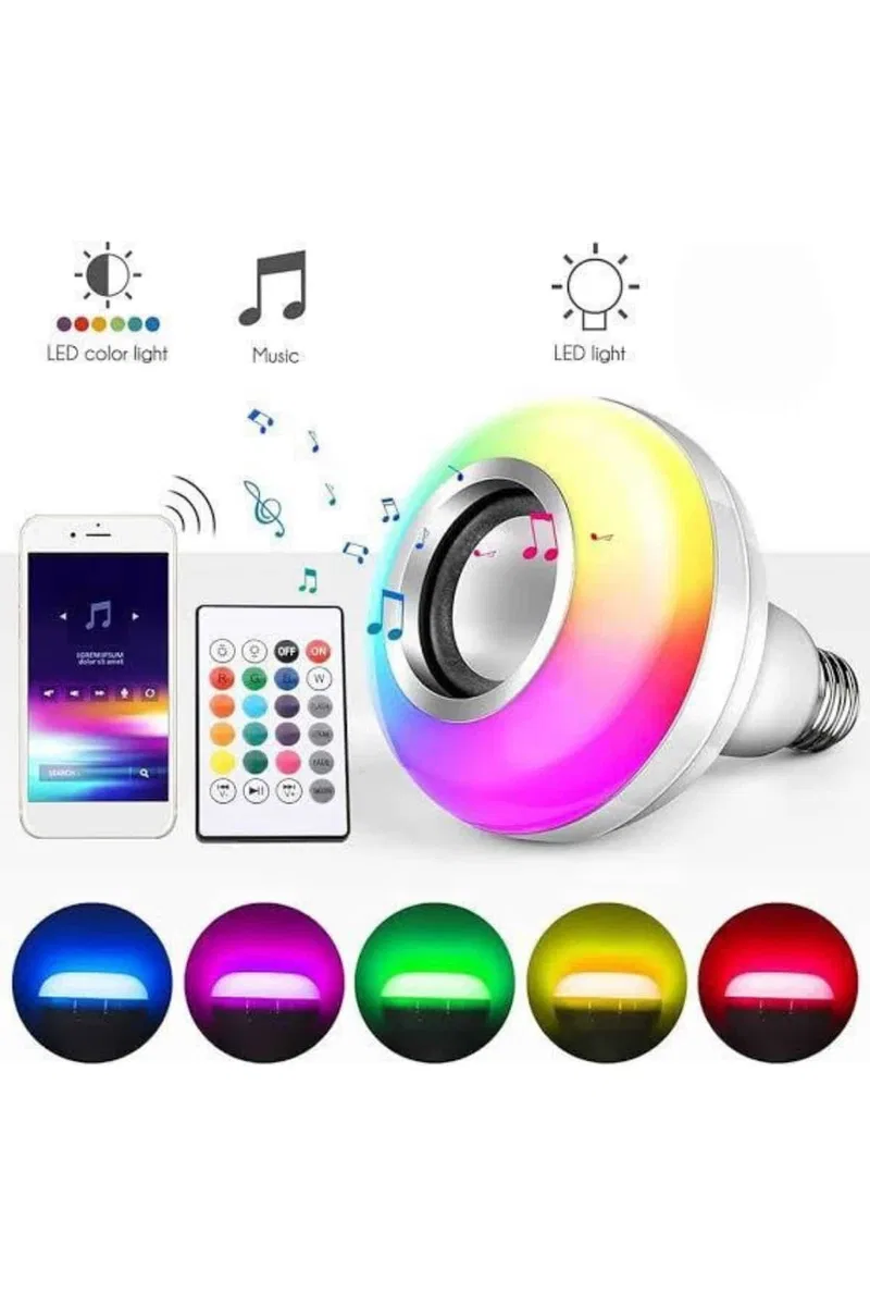 Bluetooth Hoparlör Akıllı Rgb Led Işık Renk Değiştirme Ses Bombası Ampül Görünümlü görsel 2