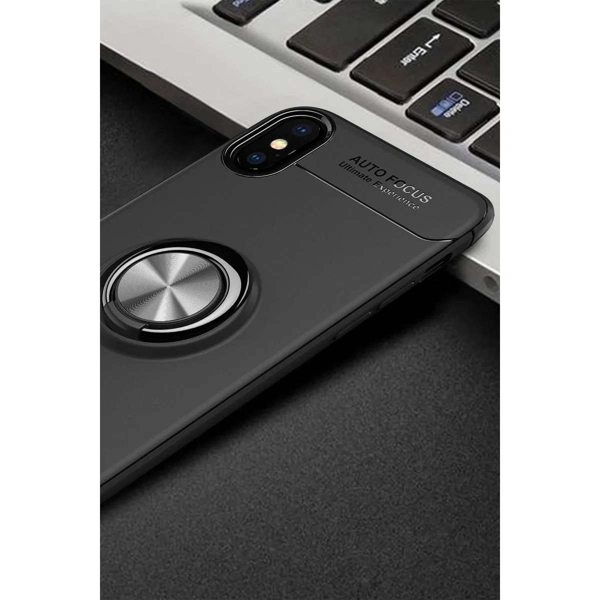 Apple İphone Xs Max Kılıf Range Yüzüklü Silikon - Siyah görsel 2