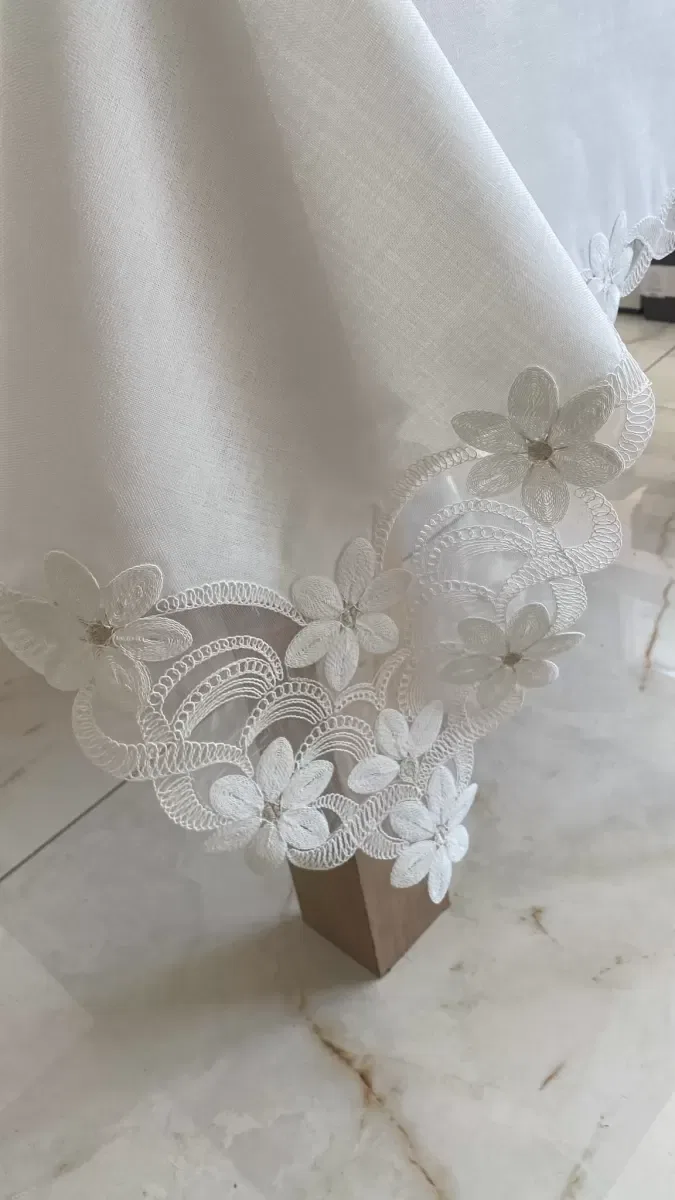 Sofra Takımı Evita Gardenya Keten Yemek Takımı 160x260 Masa Seti 26 Parça Runner Set Krem görsel 3
