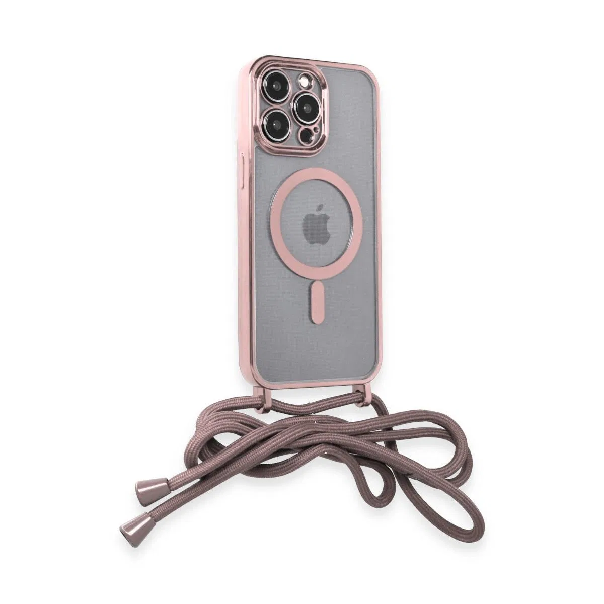 Apple İphone 12 Pro Max Kılıf Divo Lazer Askılı Magsafe Kapak - Pembe görsel 2