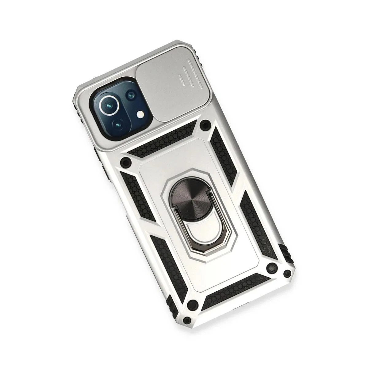 Xiaomi Mi 11 Lite Kılıf Pars Lens Yüzüklü Silikon - Gümüş görsel 3