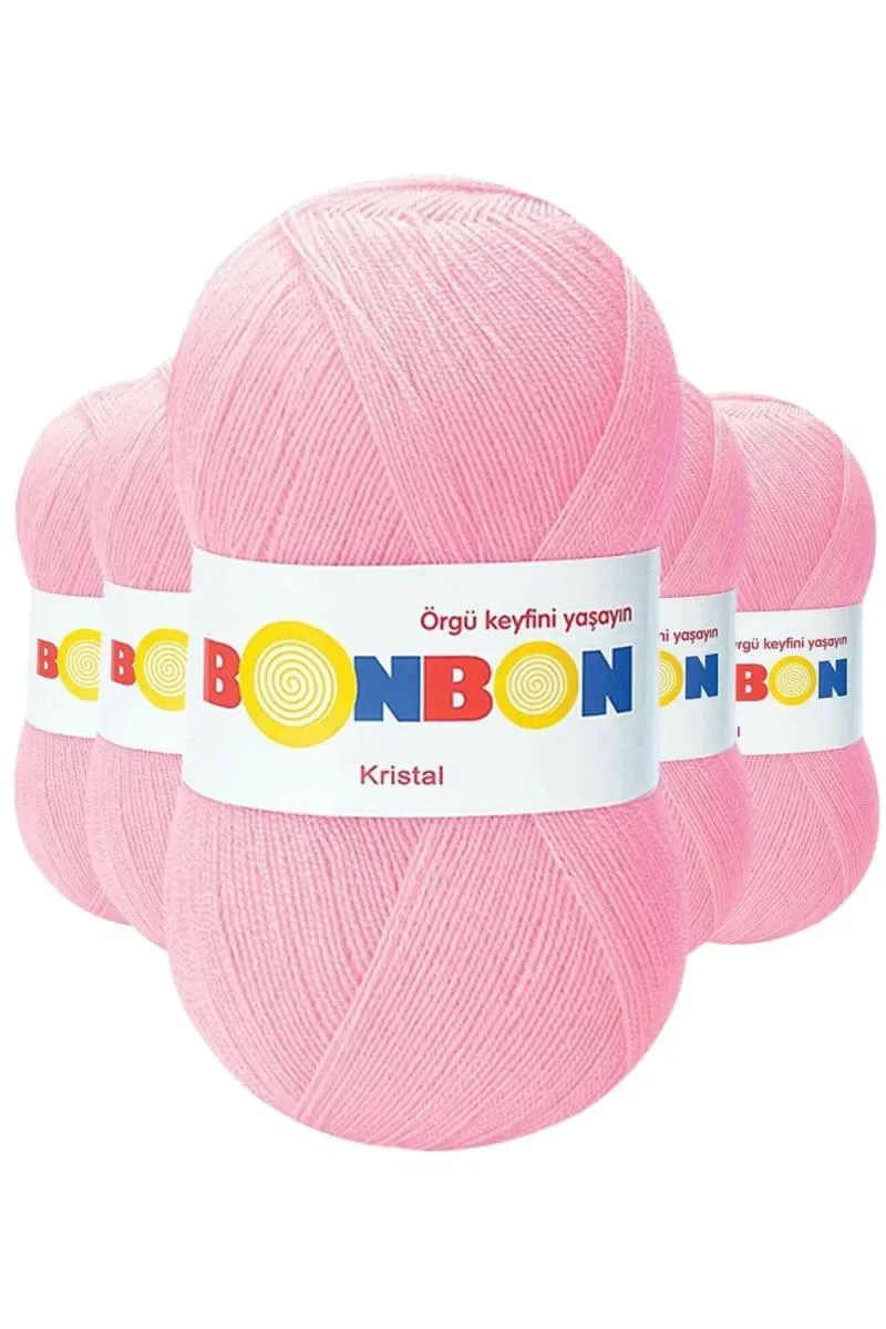 5 Adet Kristal El Örgü Lif İpi Şeker Pembe 98588 - bonbon mudanis