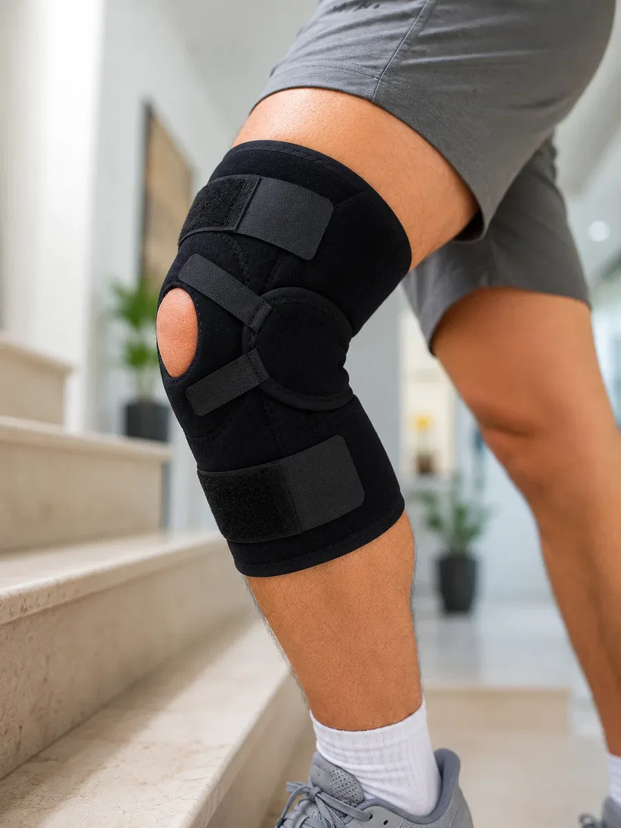 Ligament Destekli Dizlik Ayarlanabilir Cırtlı Açık Patella Diz Destekliği görsel 4