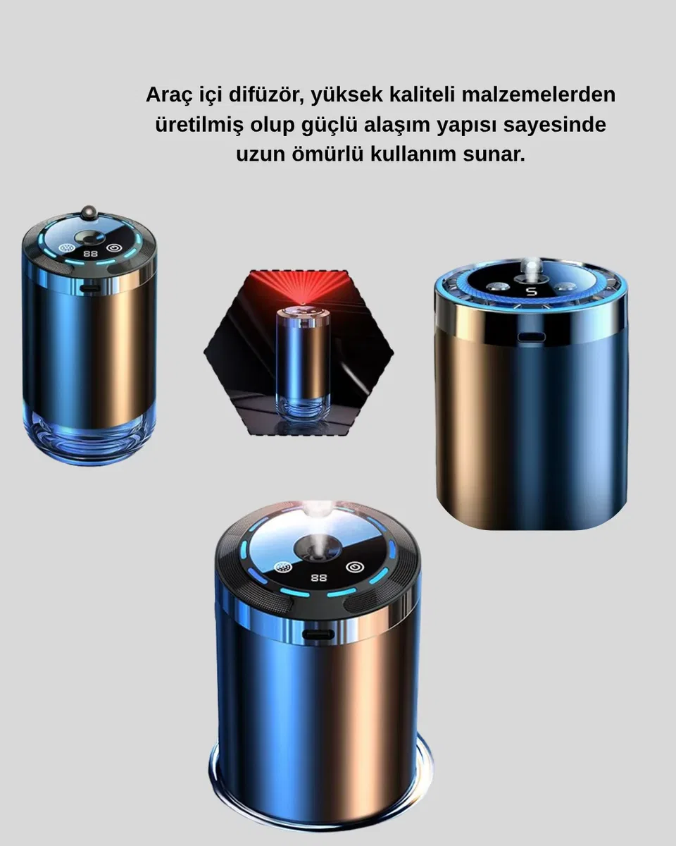 Araç İçi Difüzör Yıldız Projeksiyonlu ve Aromaterapi Özellikli görsel 5
