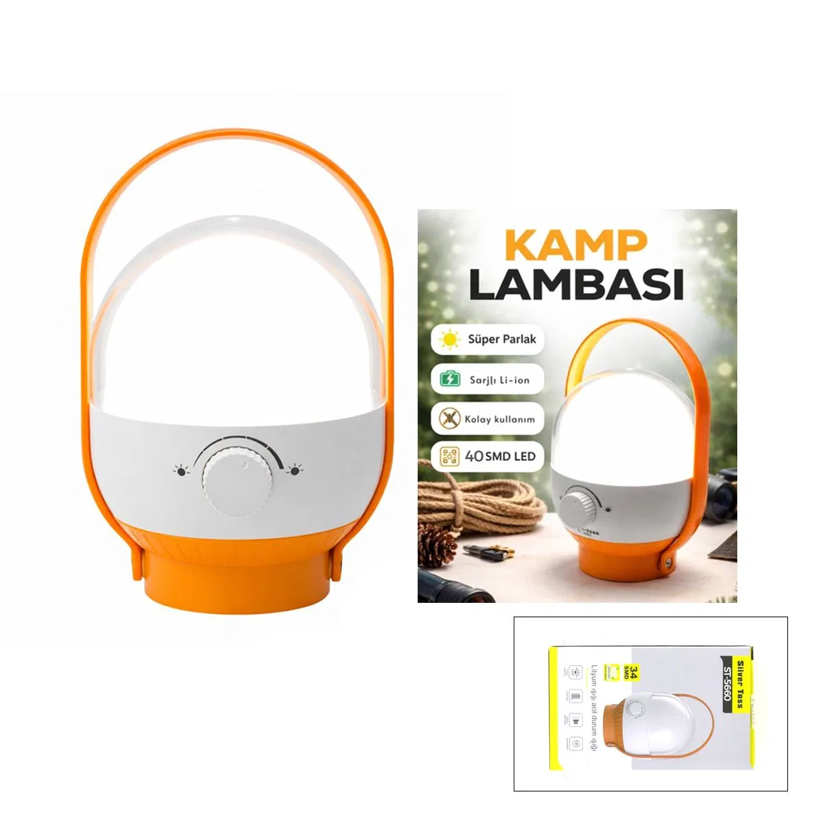 40 LED USB Şarjlı Kamp Lambası 2400mAh Ayarlanabilir Işık görsel 2