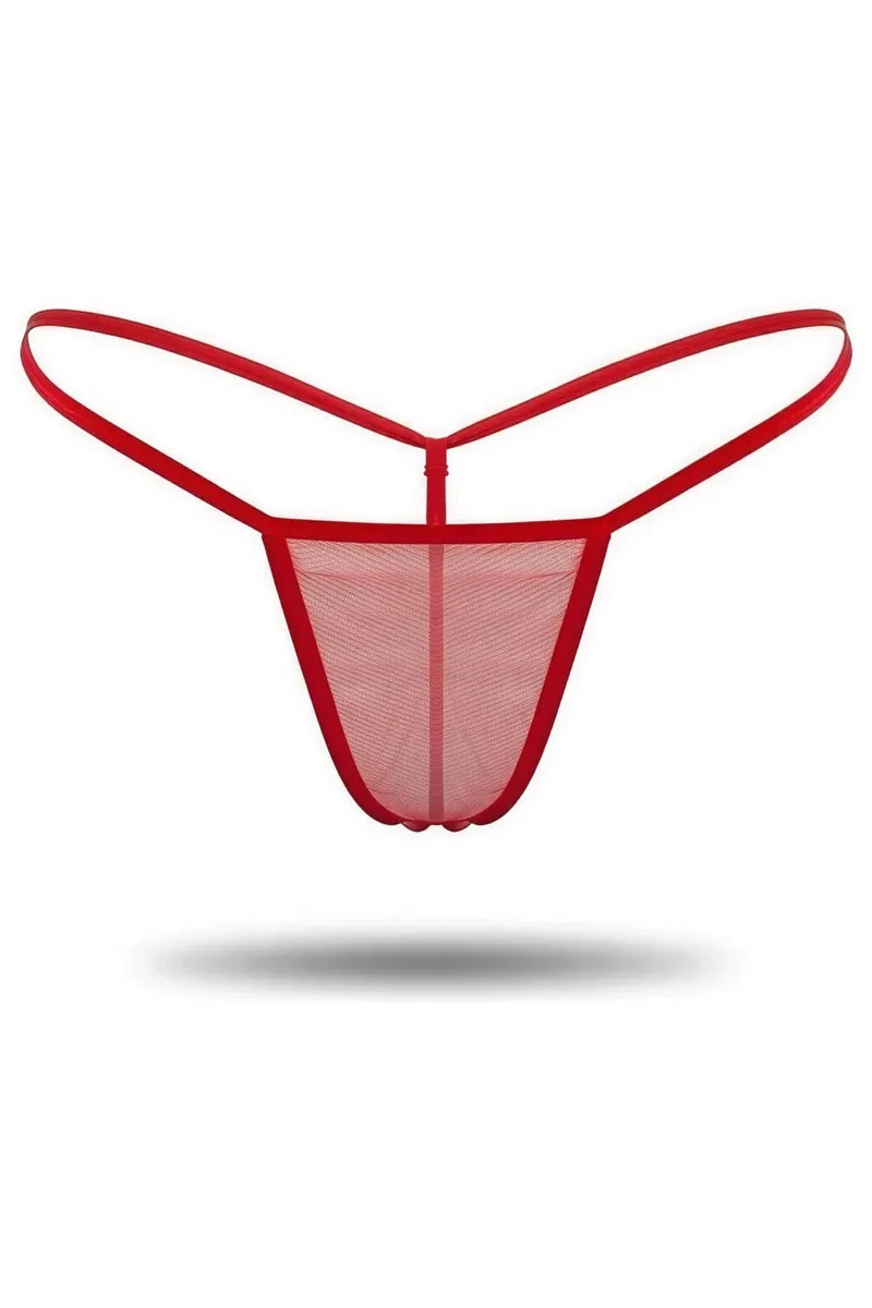 Kadın 3'lü Renkli Tül Tanga String görsel 4